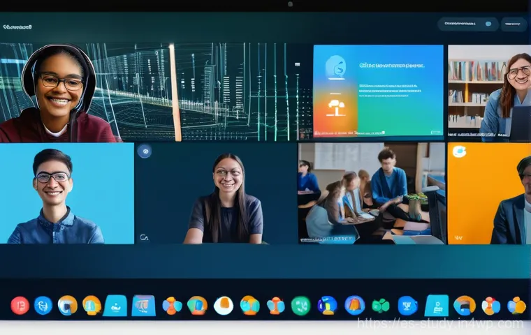 온라인 학습 효과를 높이는 커뮤니케이션 기술 - **Prompt:** A dynamic and inclusive virtual classroom scene. The central focus is on a diverse group...