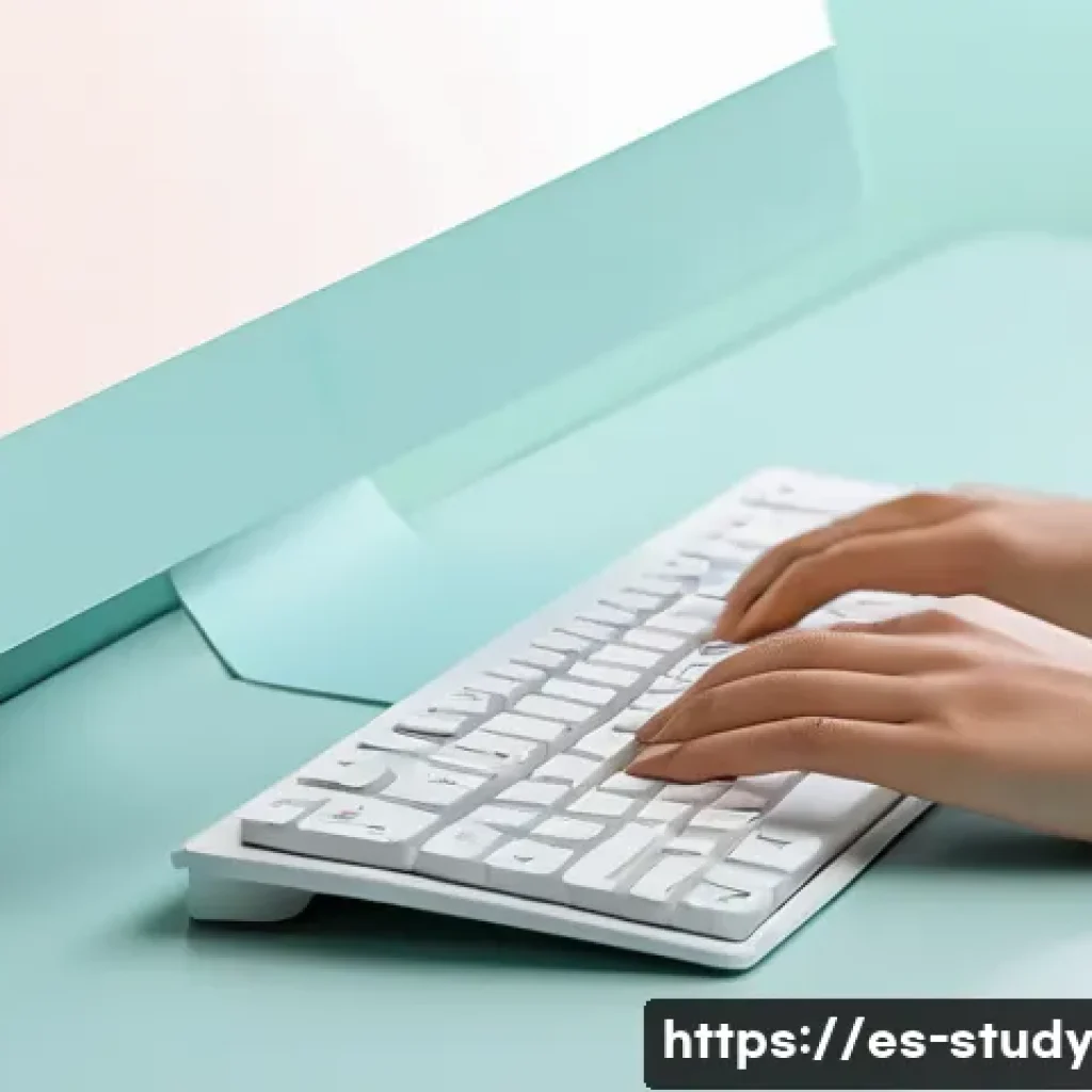 집중력을 높이는 온라인 학습 환경 구성하기 - **Prompt:** A clean, minimalist digital desktop environment viewed from a slightly elevated angle. T...
