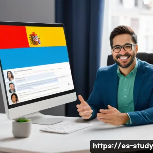 Home 32 온라인 학습에서의 프레젠테이션 기술 - A professional online instructor engaging a diverse group of adult Spanish-speaking students during ...
