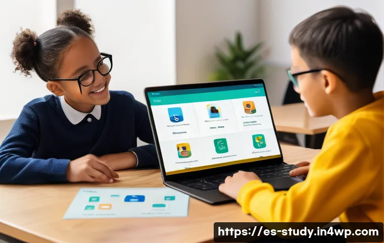 온라인 학습을 위한 혁신적인 접근 방법 - A modern digital learning environment showcasing a diverse group of Spanish-speaking students intera...